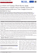 Cover page: Correlates and Timing of Reproductive Aging Transitions in a Global Cohort of Midlife Women With Human Immunodeficiency Virus: Insights From the REPRIEVE Trial