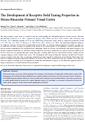 Cover page: The Development of Receptive Field Tuning Properties in Mouse Binocular Primary Visual Cortex.