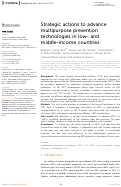 Cover page: Strategic actions to advance multipurpose prevention technologies in low- and middle-income countries.