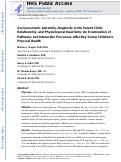 Cover page: Socioeconomic Adversity, Negativity in the Parent Child-Relationship, and Physiological Reactivity