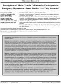 Cover page: Descriptions of Motor Vehicle Collisions by Participants in Emergency Department–Based Studies: Are They Accurate?