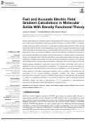 Cover page: Fast and Accurate Electric Field Gradient Calculations in Molecular Solids With Density Functional Theory