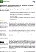 Cover page: Biomolecule and Bioentity Interaction Databases in Systems Biology: A Comprehensive Review.