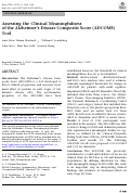 Cover page: Assessing the Clinical Meaningfulness of the Alzheimer’s Disease Composite Score (ADCOMS) Tool