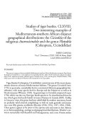 Cover page: Studies of tiger beetles. CLXVIII. Two interesting examples of Mediterranean-southern African disjunct geographical distributions: the <i>Cicindela</i> of the subgenus <i>Austrocicindela</i> and the genus <i>Platydela</i> (Coleoptera, Cicindelidae)