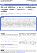 Cover page: III/V-on-Si MQW lasers by using a novel photonic integration method of regrowth on a bonding template