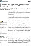 Cover page: In Vivo Renal Lipid Quantification by Accelerated Magnetic Resonance Spectroscopic Imaging at 3T: Feasibility and Reliability Study