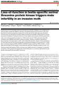 Cover page: Loss-of-function in testis-specific serine/threonine protein kinase triggers male infertility in an invasive moth.