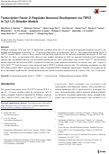 Cover page: Transcription Factor 2I Regulates Neuronal Development via TRPC3 in 7q11.23 Disorder Models.