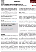 Cover page: Synchronization and temporal processing