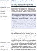 Cover page: COVID-19 data reporting systems in Africa reveal insights for future pandemics