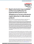 Cover page: Rapid colorimetric loop-mediated isothermal amplification for hypersensitive point-of-care Staphylococcus aureus enterotoxin A gene detection in milk and pork products.