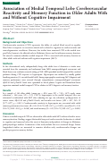 Cover page: Association of Medial Temporal Lobe Cerebrovascular Reactivity and Memory Function in Older Adults With and Without Cognitive Impairment.