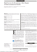 Cover page: Risk Factors for Recurrence After Repair of Enterocutaneous Fistula