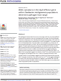 Cover page: Allelic variations in the chpG effector gene within Clavibacter michiganensis populations determine pathogen host range.