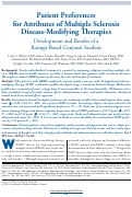 Cover page: Patient Preferences for Attributes of Disease-Modifying Multiple Sclerosis Therapies: Development and Results of a Ratings-Based Conjoint Analysis