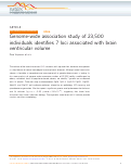 Cover page: Genome-wide association study of 23,500 individuals identifies 7 loci associated with brain ventricular volume