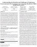 Cover page: Understanding the Benefits and Challenges of Deploying Conversational AI Leveraging Large Language Models for Public Health Intervention