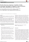 Cover page: Baseline Depressive Symptoms, Completion of Study Assessments, and Behavior Change in a Long-Term Dietary Intervention Among Breast Cancer Survivors