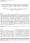 Cover page: Abnormal White Matter Integrity Related to Head Impact Exposure in a Season of High School Varsity Football