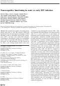 Cover page: Neurocognitive functioning in acute or early HIV infection