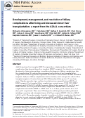 Cover page: Development, management, and resolution of biliary complications after living and deceased donor liver transplantation: A report from the adult‐to‐adult living donor liver transplantation cohort study consortium