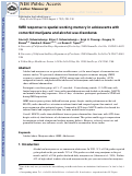 Cover page: fMRI response to spatial working memory in adolescents with comorbid marijuana and alcohol use disorders