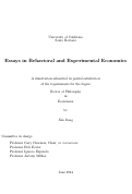 Cover page: Essays in Behavioral and Experimental Economics