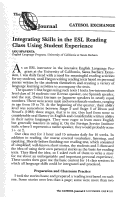 Cover page: Integrating Skills in the ESL Reading Class Using Student Experience