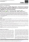 Cover page of Objective study validity diagnostics: a framework requiring pre-specified, empirical verification to increase trust in the reliability of real-world evidence.