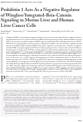 Cover page: Prohibitin 1 Acts As a Negative Regulator of Wingless/Integrated‐Beta‐Catenin Signaling in Murine Liver and Human Liver Cancer Cells