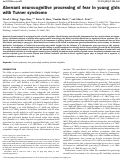 Cover page: Aberrant neurocognitive processing of fear in young girls with Turner syndrome