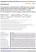 Cover page: Neurocognitive test performance following cancer among middle‐aged and older adults in the Hispanic Community Health Study/Study of Latinos (HCHS/SOL) and the SOL‐Investigation of Neurocognitive Aging Ancillary Study