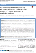 Cover page: Hyperhomocysteinemia induced by excessive methionine intake promotes rupture of cerebral aneurysms in ovariectomized rats