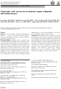 Cover page: Tranexamic acid: current use in obstetrics, major orthopedic, and trauma surgery.