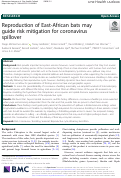 Cover page: Reproduction of East-African bats may guide risk mitigation for coronavirus spillover