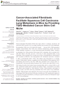 Cover page: Cancer-Associated Fibroblasts Facilitate Squamous Cell Carcinoma Lung Metastasis in Mice by Providing TGFβ-Mediated Cancer Stem Cell Niche.