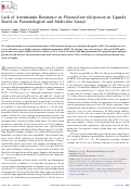 Cover page: Lack of Artemisinin Resistance in Plasmodium falciparum in Uganda Based on Parasitological and Molecular Assays