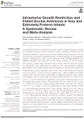 Cover page: Intrauterine Growth Restriction and Patent Ductus Arteriosus in Very and Extremely Preterm Infants: A Systematic Review and Meta-Analysis