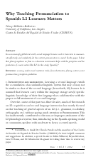 Cover page: Why Teaching Pronunciation to Spanish L2 Learners Matters