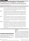 Cover page: Evaluating an Interdisciplinary Undergraduate Training Program in Health Promotion Research