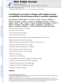 Cover page: Evaluating the association of allergies with multiple sclerosis susceptibility risk and disease activity in a pediatric population.