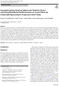 Cover page: Investigating Asian American Adolescents’ Resiliency Factors and Young Adult Mental Health Outcomes at 14-year Follow-up: A Nationally Representative Prospective Cohort Study