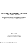 Cover page: Institutions and Corporate Strategies for Reorganization: A Case Study of Corporate Reorganization by Siemens in the United States and Germany