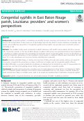 Cover page: Congenital syphilis in East Baton Rouge parish, Louisiana: providers’ and women’s perspectives