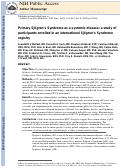 Cover page: Primary Sjögrens syndrome as a systemic disease: a study of participants enrolled in an international Sjögrens syndrome registry.