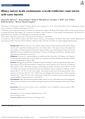Cover page: Biliary cancer brain metastases: a multi-institution case series with case reports.