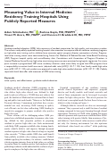 Cover page: Measuring Value in Internal Medicine Residency Training Hospitals Using Publicly Reported Measures