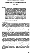 Cover page: Employment Policy in Sweden: National Goals and Regional Development