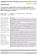 Cover page: A prospective longitudinal analysis of the predictors of amenorrhea after breast cancer chemotherapy: Impact of BRCA pathogenic variants